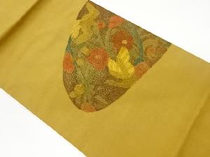 手織り紬汕頭刺繍花鳥模様名古屋帯